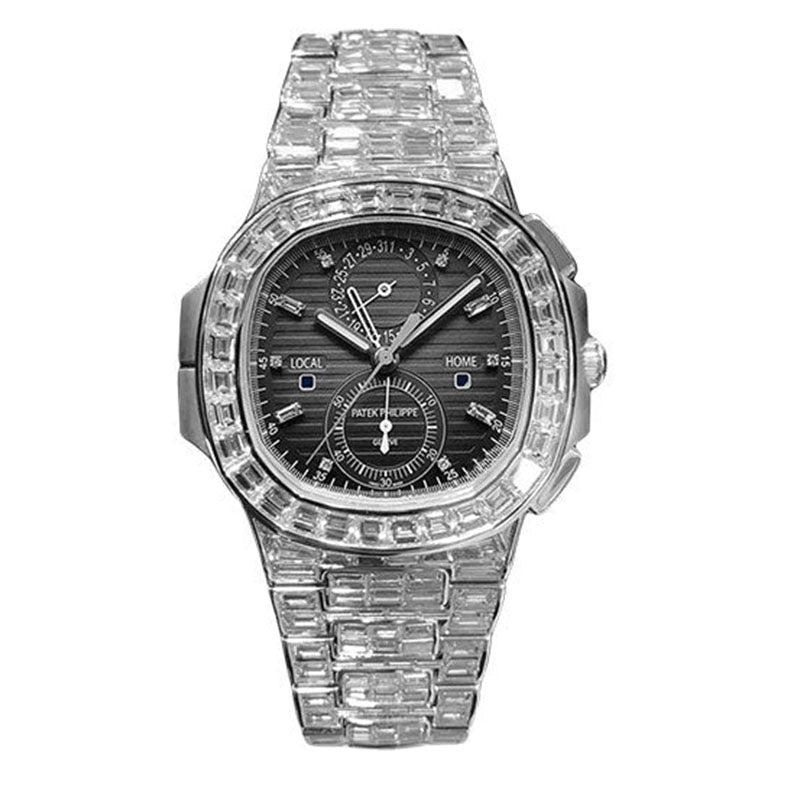 Patek Philippe Nautilus Travel Time Chronograph - White Gold Diamond Case - 5990/1400G-001
