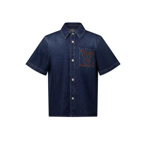 Men's Short-Sleeved Denim Shirt