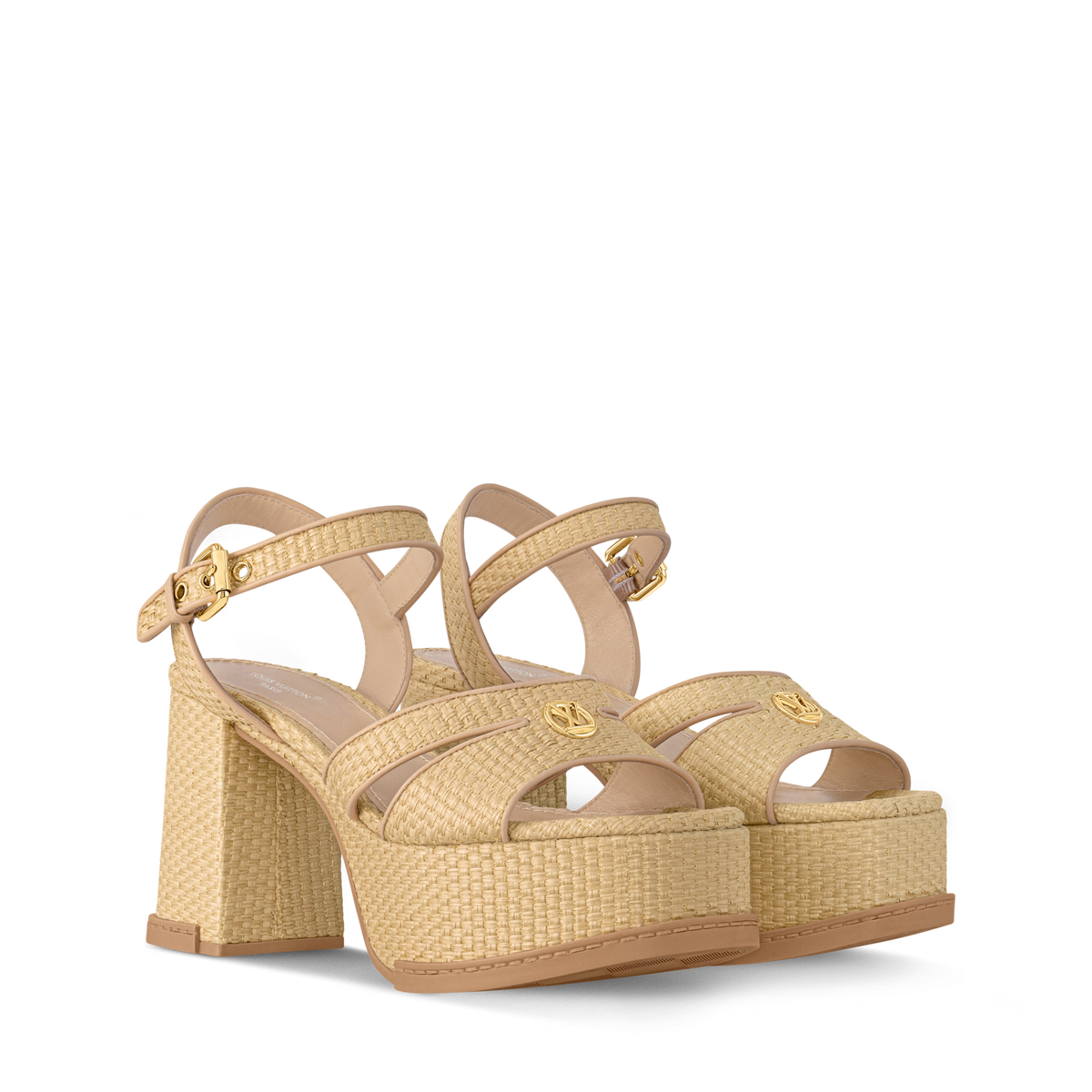 Women's Maya Heeled Platform Sandal Black Raffia 1AHNP0