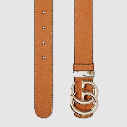 Women's Double G Buckle Reversible Leather Belt