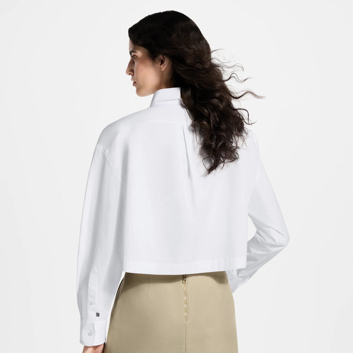 Women's Cropped Bowtie Cotton Poplin Shirt