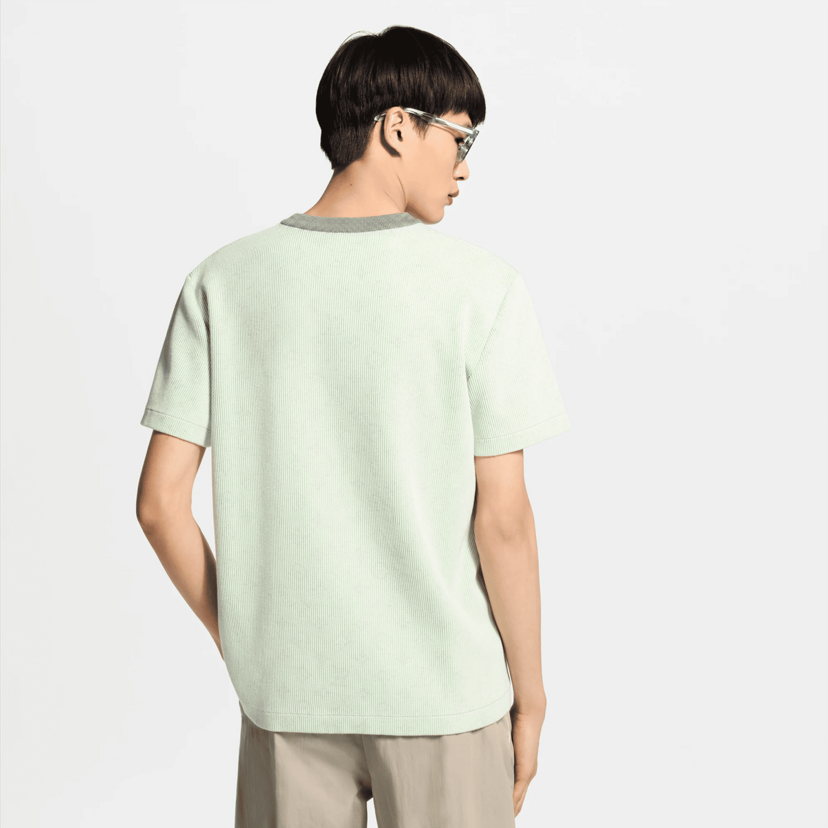 Men's Hidden Monogram Jacquard Short-Sleeved Crewneck