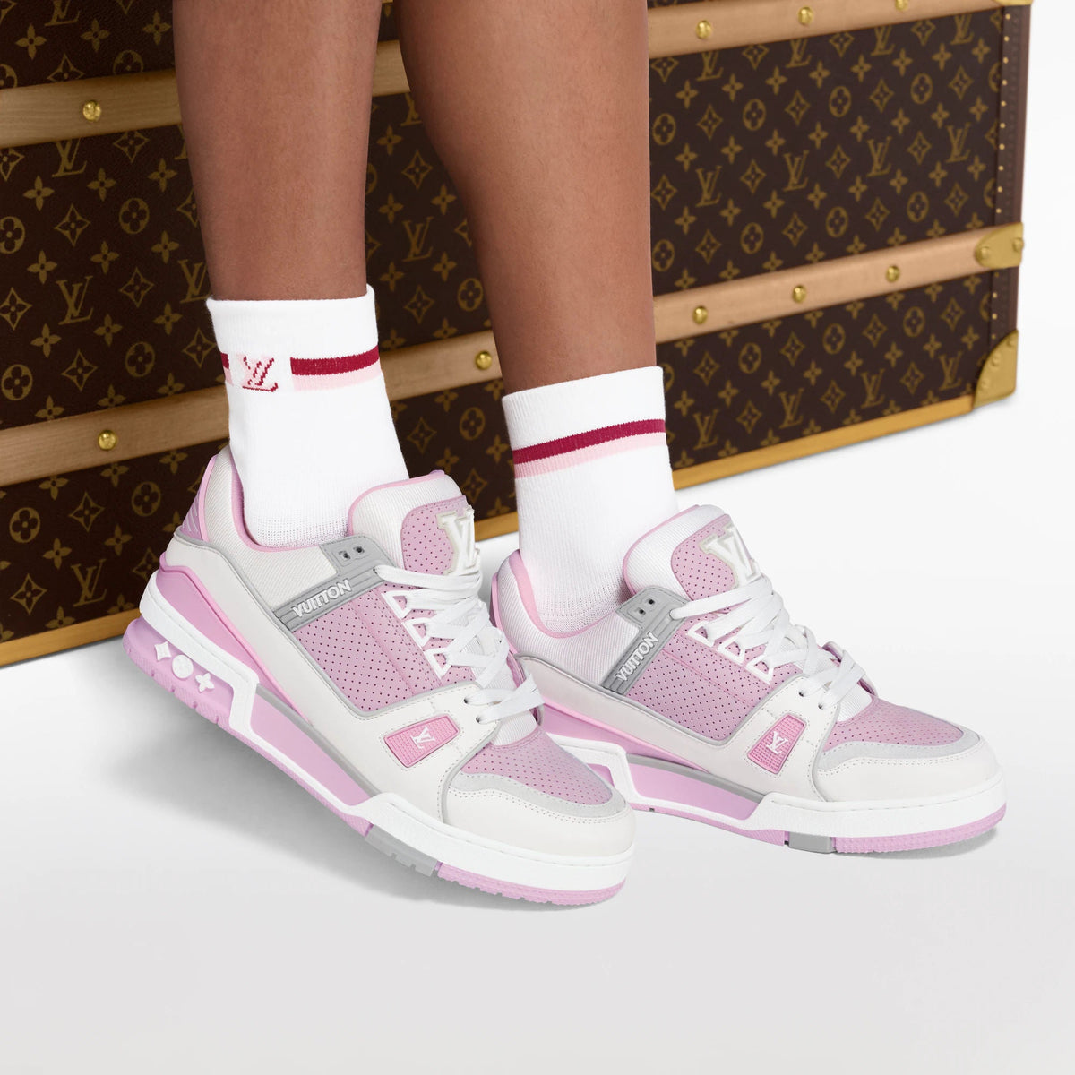Women's LV Trainer Sneaker Perforated Calf Leather 1AHWSF