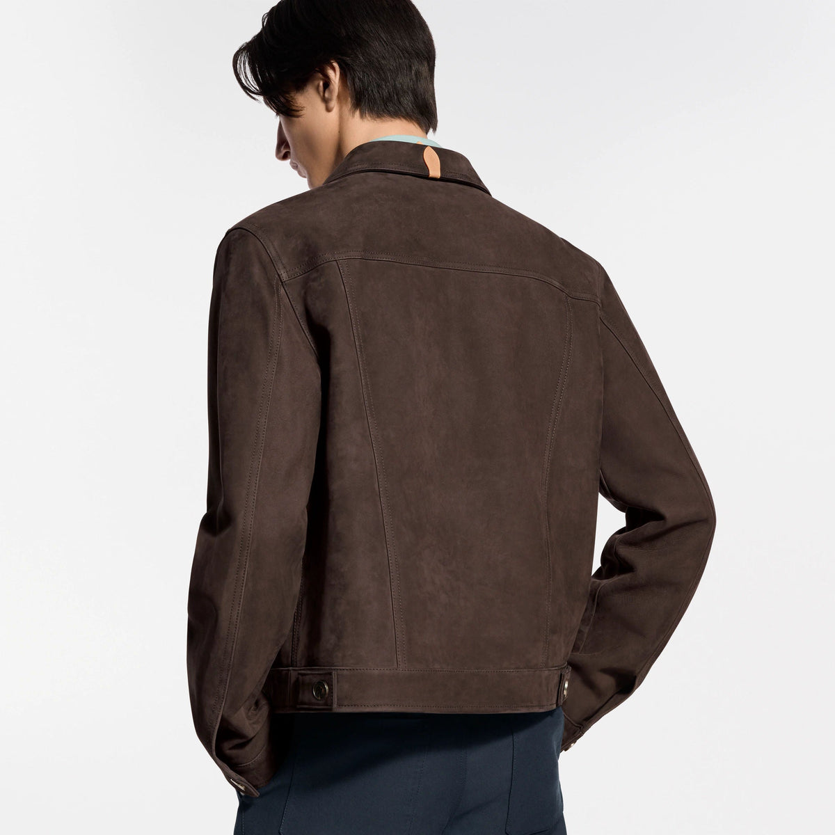 Men's Nubuck Calf Leather Trucker Jacket