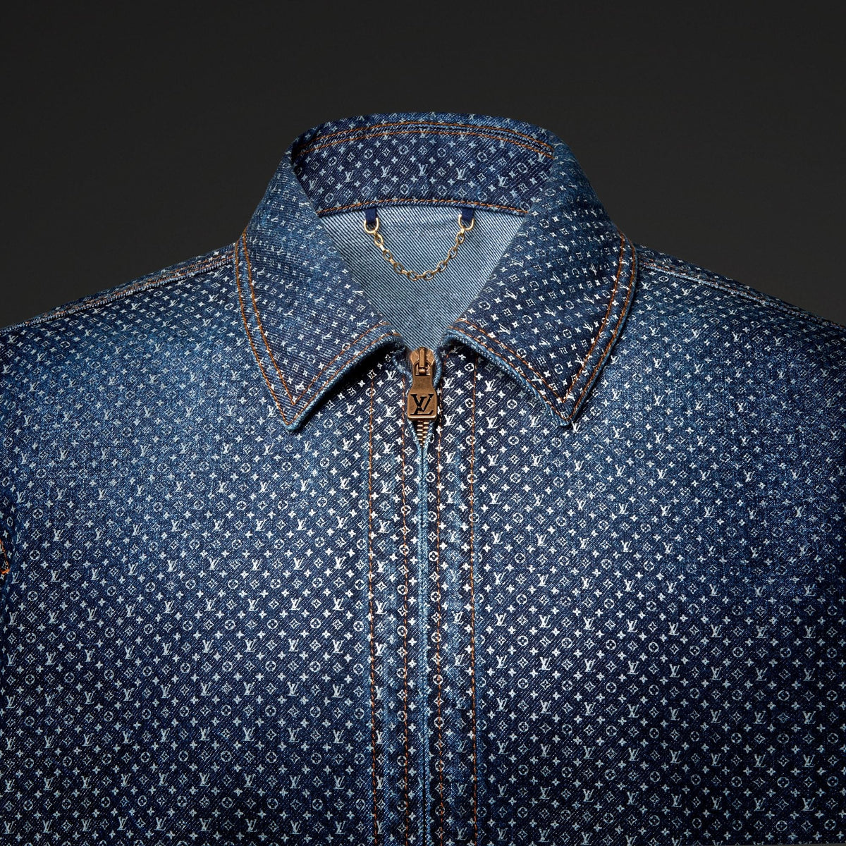 Men's Reflective Zippered Denim Jacket
