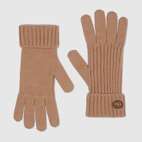 Women's Wool Cashmere Gloves with Leather Patch