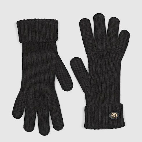 Women's Wool Cashmere Gloves with Leather Patch