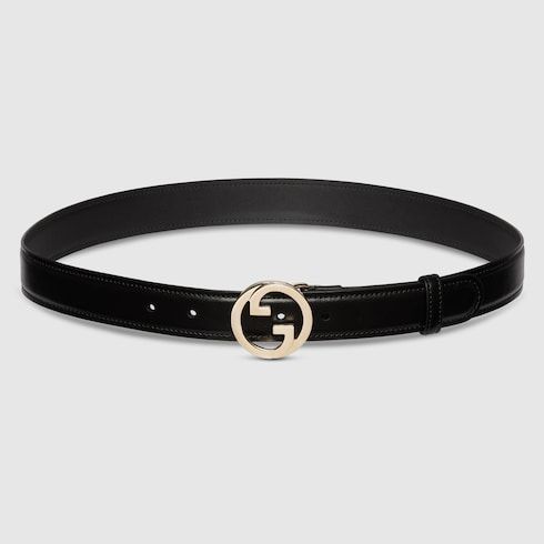 Women's Round Interlocking G Buckle Leather Belt