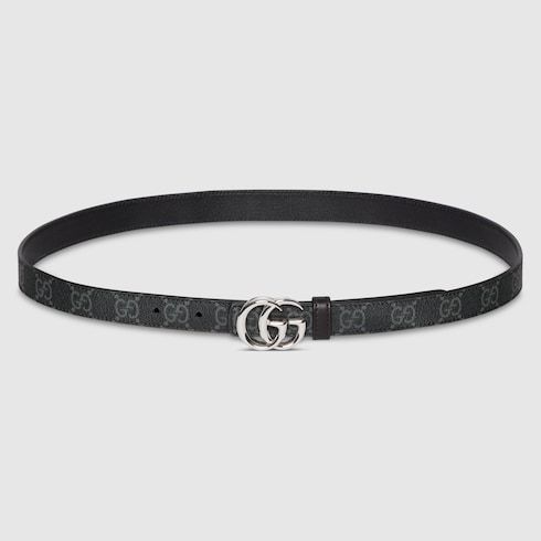 Women's Thin Reversible Double G Buckle Leather Belt