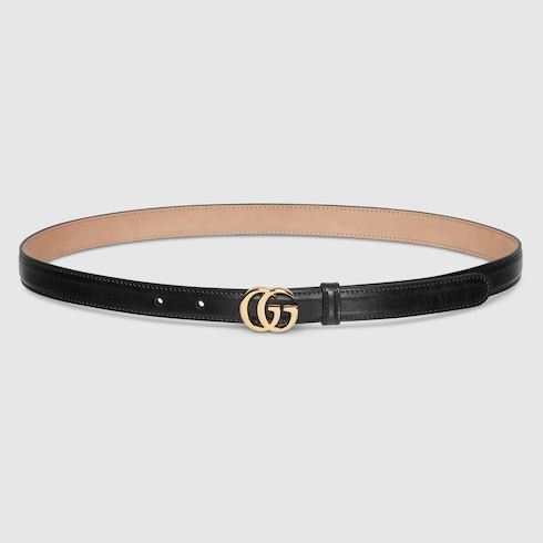 Women's Thin Double G Buckle Leather Belt