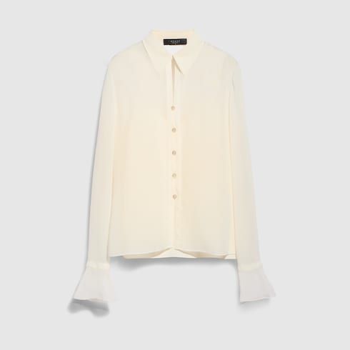 Women's Light Silk Georgette Shirt with Lace Trim
