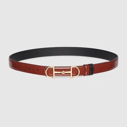 Women's Reversible Horsebit Buckle Thin Belt