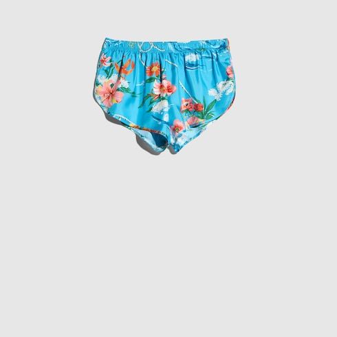 Women's Printed Silk Twill Shorts