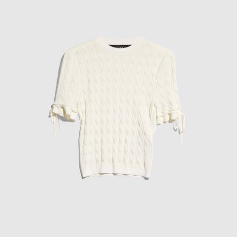 Women's Braided Cotton Blend Top with Frill Trim