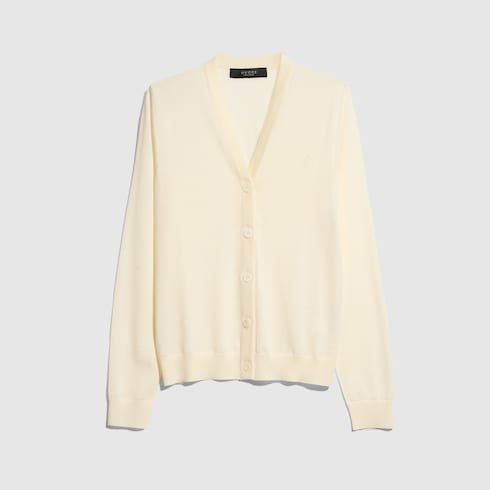 Women's Fine Wool Cardigan with Embroidery