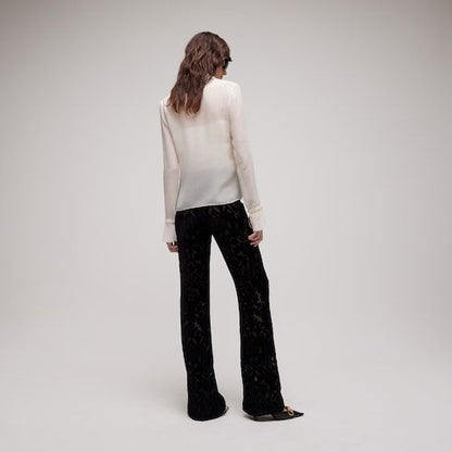 Women's Light Silk Georgette Shirt with Lace Trim