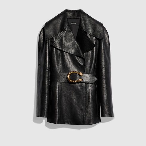 Women's Soft Grainy Leather Trench Coat