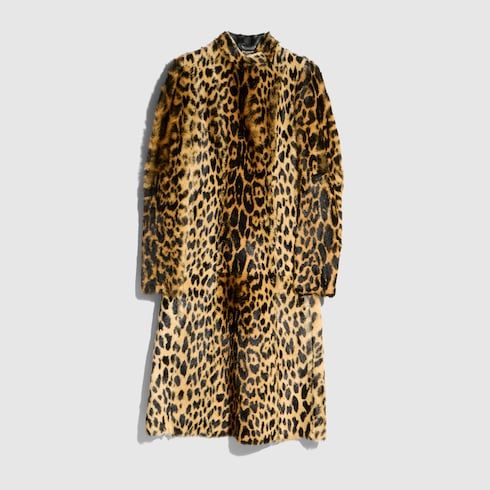 Women's Printed Long Hair Cow Hide Coat