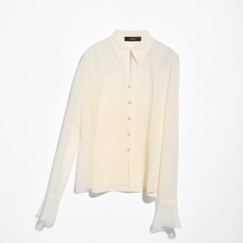 Women's Light Silk Georgette Shirt with Lace Trim