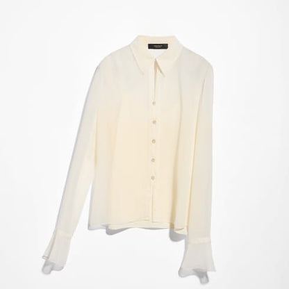 Women's Light Silk Georgette Shirt with Lace Trim