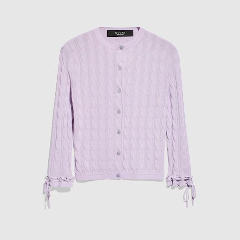 Women's Braided Cotton Blend Cardigan with Lace