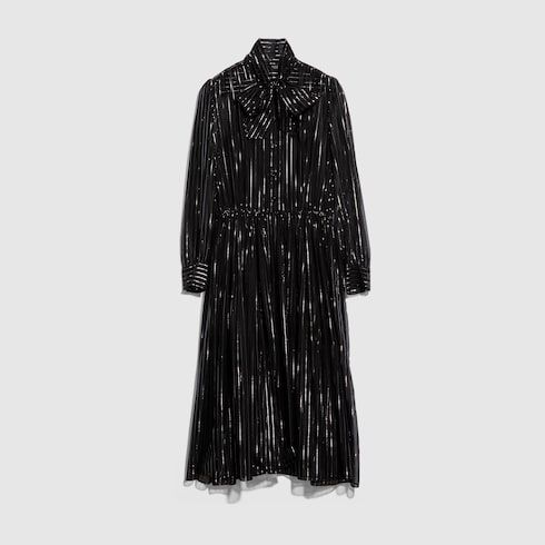 Women's Pinstripe Silk Organza Chemisier Dress