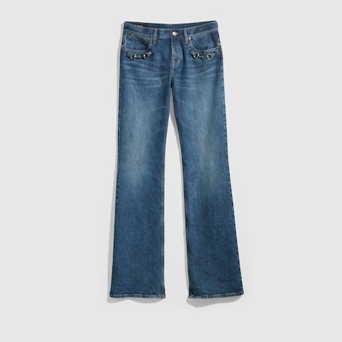 Women's Stretch Cotton Denim Pants with Horsebit