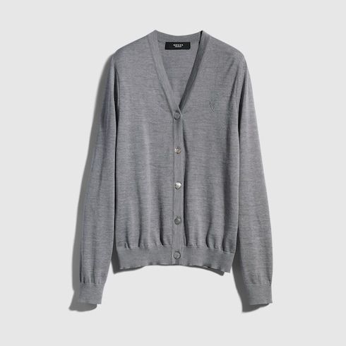 Women's Fine Wool Cardigan with Embroidery