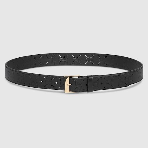 Women's Squared Buckle Perforated Leather Belt