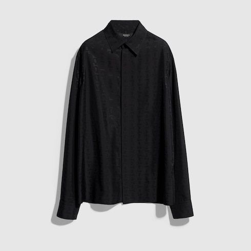 Women's Silk Habotai Crest Jacquard Shirt