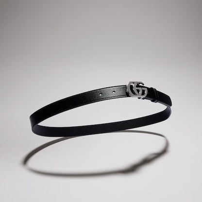 Women's Thin Double G Buckle Leather Belt