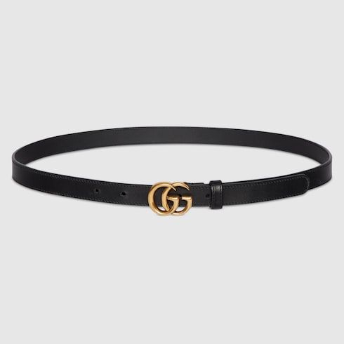 Women's Thin Double G Buckle Leather Belt