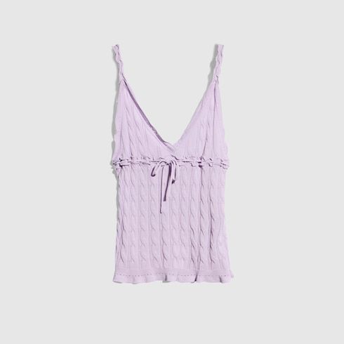 Women's Braided Cotton Blend Top with Lace