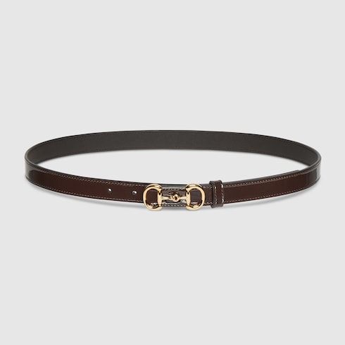 Women's Thin Horsebit Buckle Leather Belt
