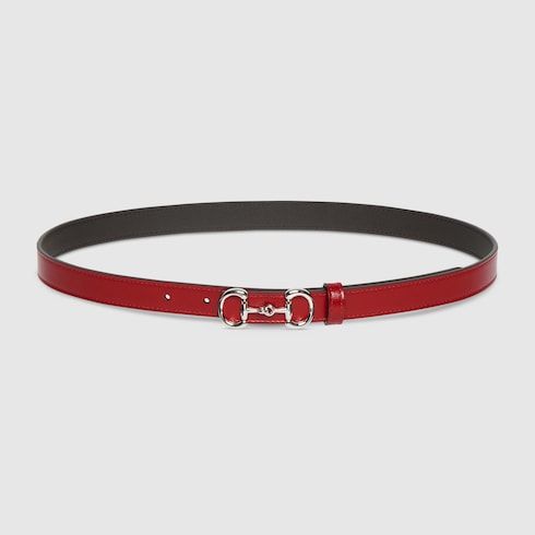 Women's Thin Horsebit Buckle Leather Belt