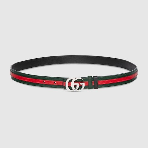 Women's Thin Reversible Double G Buckle Leather Belt