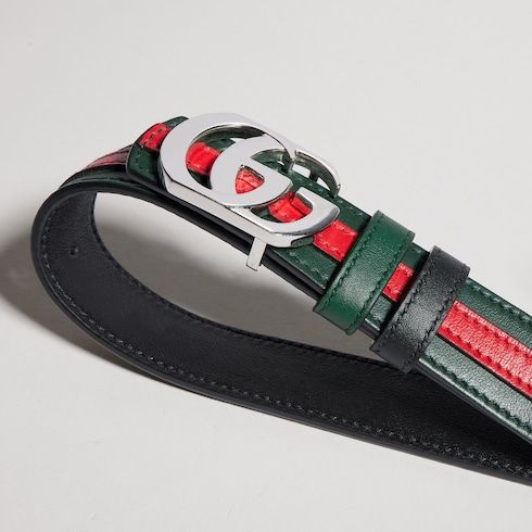Women's Reversible Thin Double G Buckle Leather Belt