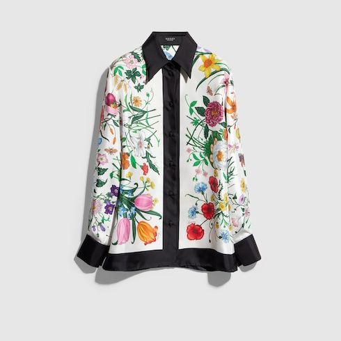 Women's Printed Silk Twill Shirt