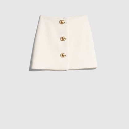 Women's Crêpe Wool Button Skirt