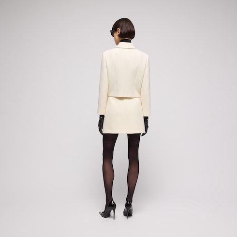 Women's Crêpe Wool Button Skirt