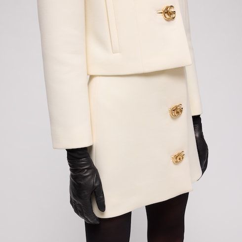 Women's Crêpe Wool Button Skirt