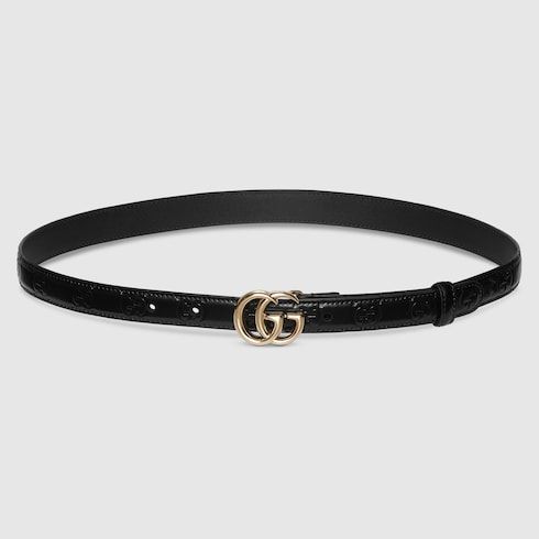 Women's Thin Double G Buckle Leather Belt