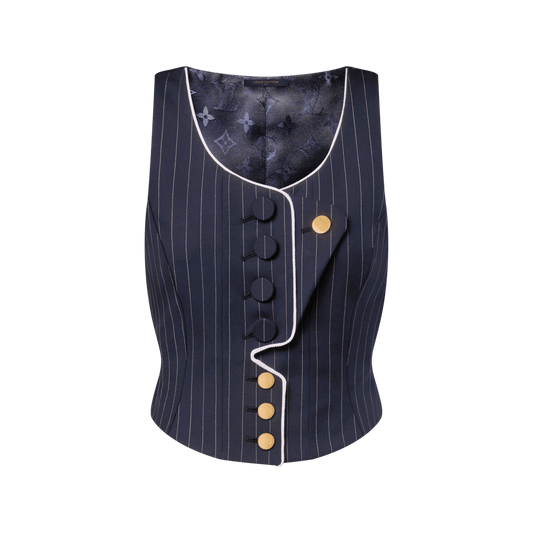 Women's Asymmetrical Bib Pinstriped Top