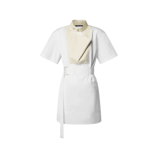 Women's Bib Insert Belted Cotton Dress