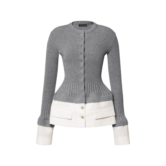 Women's Trompe L’Oeil Blazer Insert Knit Top