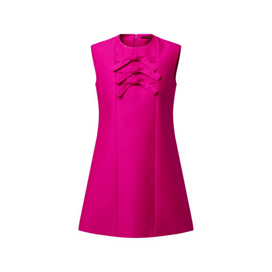 Women's Bow Detail Wool Silk Mini Dress