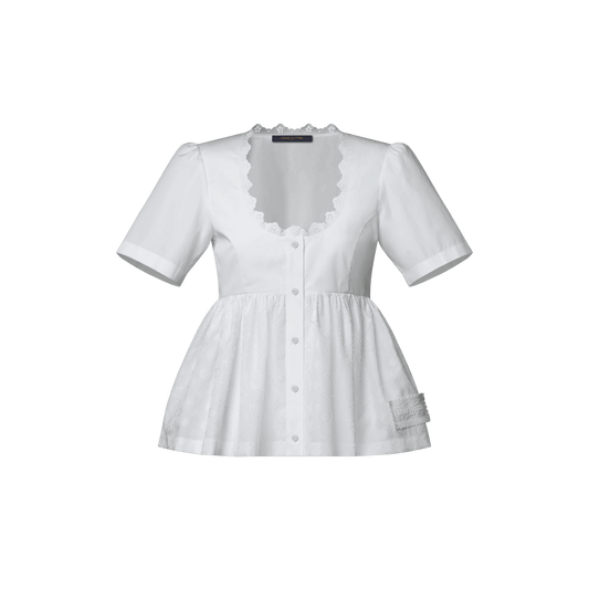 Women's Broderie Trim Peplum Top