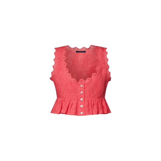 Women's Broderie Trim Peplum Crop Top