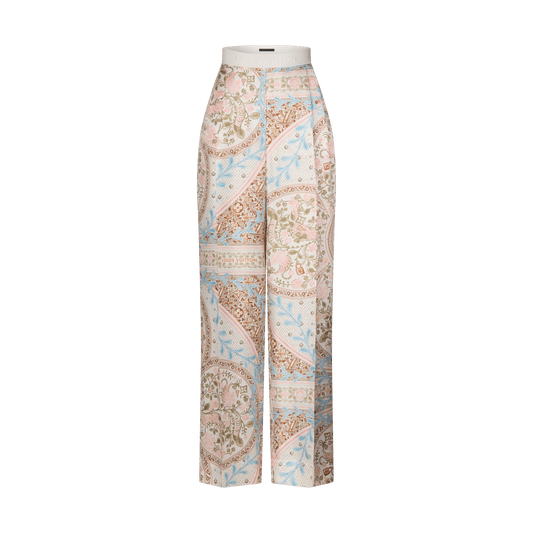 Women's Flower Foulard Wide-Cut Pants