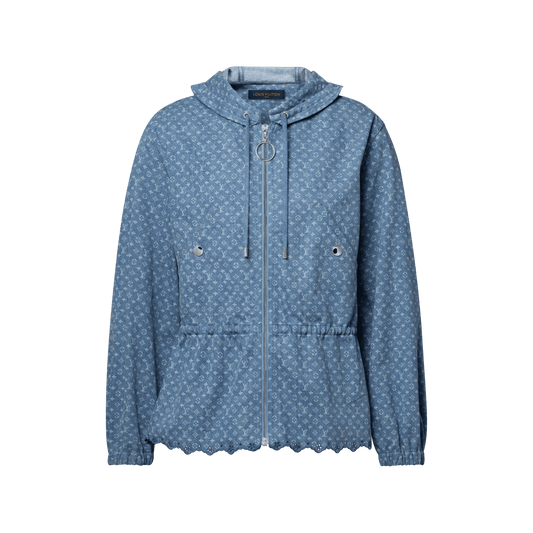 Women's Hooded Monogram Denim Jacket